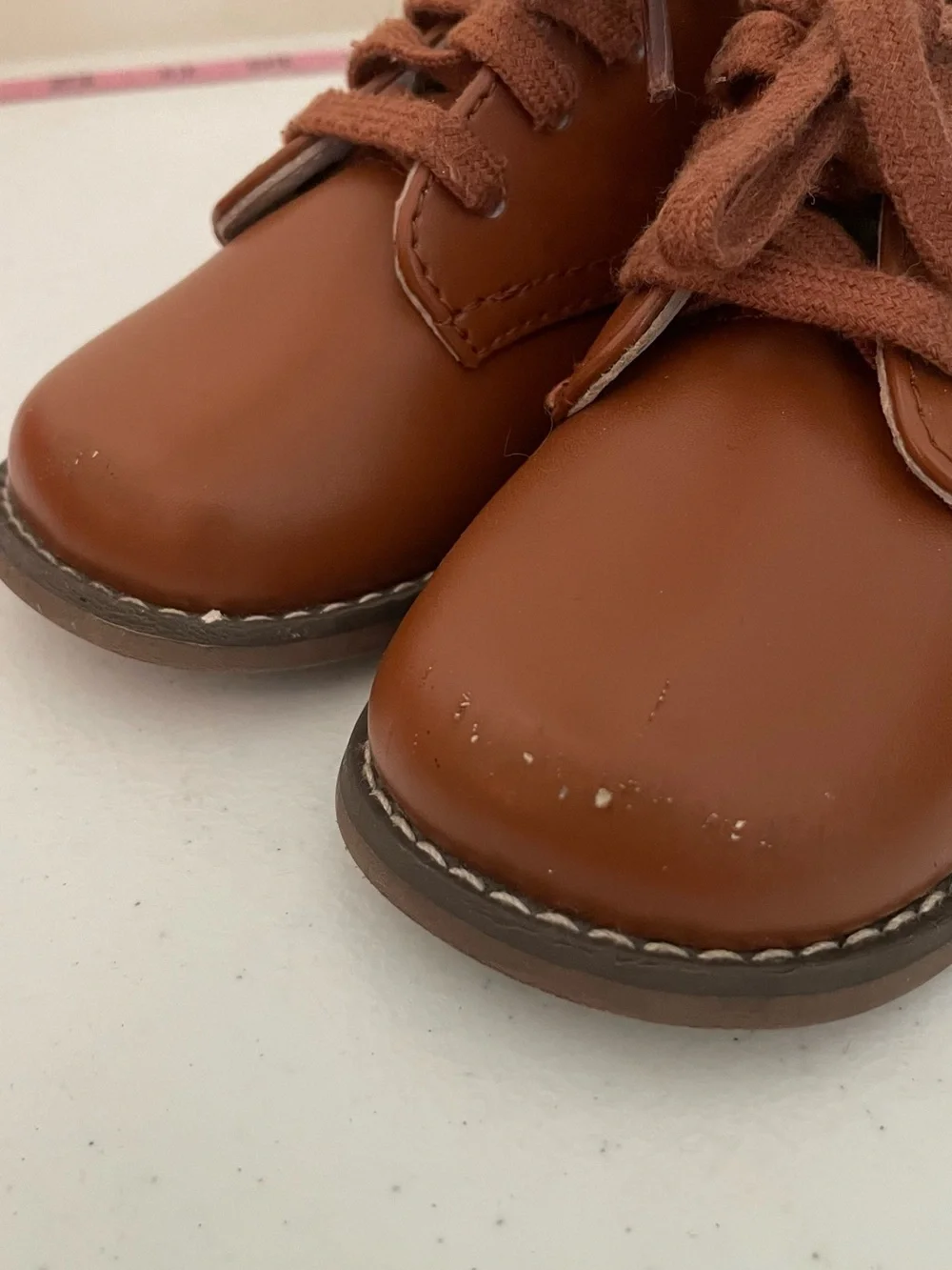 Toddler Brown Lace-Up Leatherette Boots - Classic Style